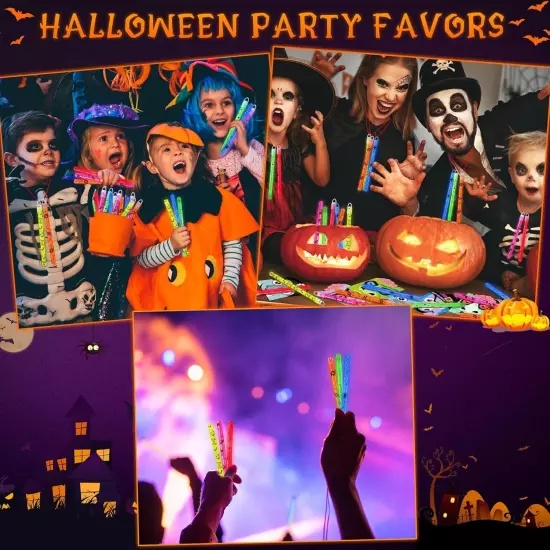 24 Pcs Halloween Party Favors Glow Stick with Gift Cards,Halloween Light Up... 