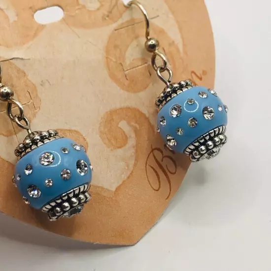 Brighton glimmer twist earrings with sugar rock blue beads interchangeable