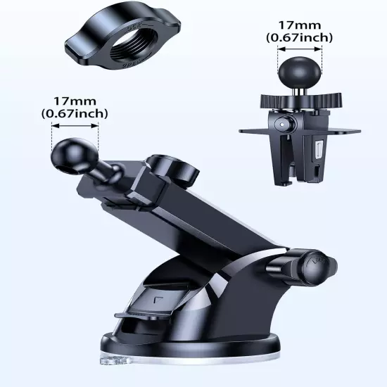 Nut Thicked Sturdy Won'T Break, Fit for Car Phone Holder Mount 17Mm Ball Head (2