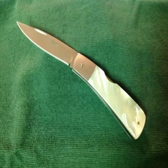 Custom Joe R Prince 3 3/4" Pearl Handle Folding Midpoint Lockback Knife