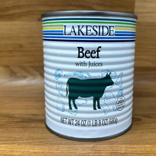 (6) Cans Lakeside Beef w Juices - 24 oz (Expiration 09/2026)