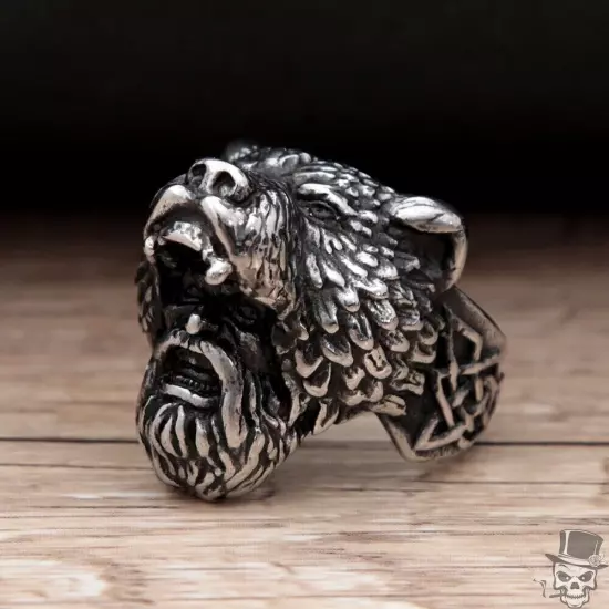 Sculpt Rings™ Viking Bear Ring - Ferocious Warrior Spirit in Intricate Steel