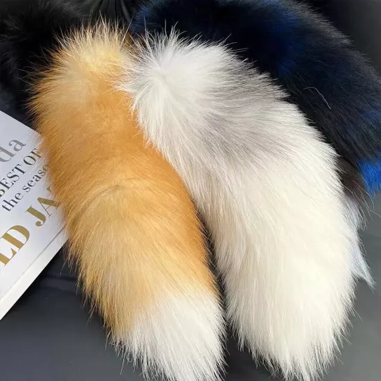 Huge Fluffy Faux Fur Fox-Tail Keychain Pompoms Bag Pendant Gift for Women Girl