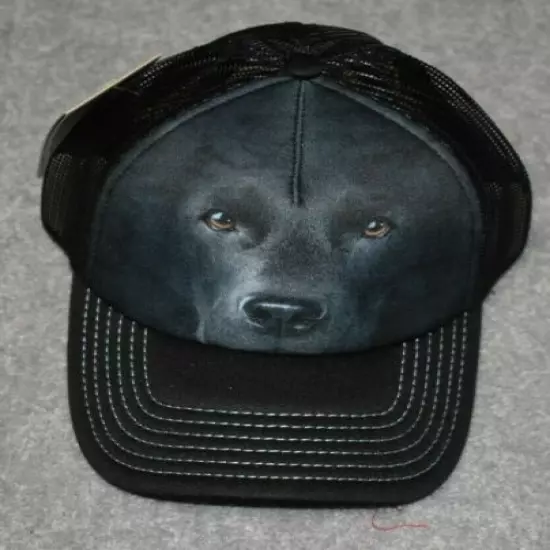 ADULTS BLACK LAB FACE TRUCKER CAP HAT ADUSTABLE ONE SIZE FITS MOST