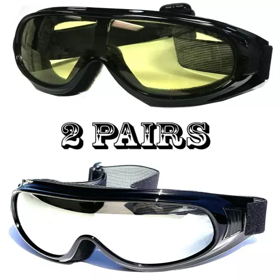 MOTORCYCLE GOGGLES FIT OVER PRESCRIPTION GLASSES SIDE VENTS CHOICE LENS COLOR 