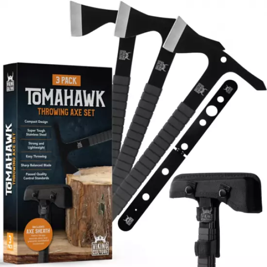 Tomahawk Throwing Axe - Set of 3 Axes and Tomahawks with Tactical... 