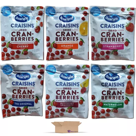 Dried Cranberries Single Serve Packets Variety Pack | 5 Unique Flavors: