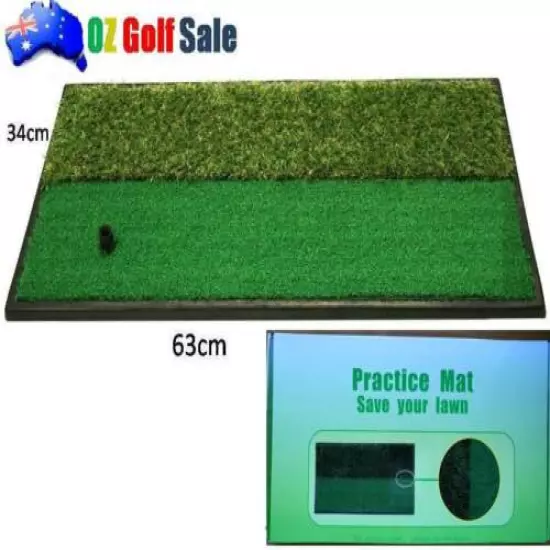 HEAVY DUTY GOLF DRIVING CHIPPING HITTING MAT 63 x34cm DUAL HEIGHT GRASS INC TEES