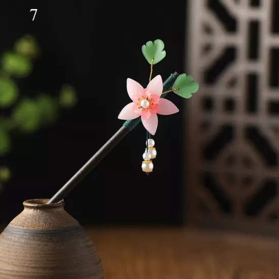 Womens Flower Wooden Chopsticks Hair Hairpin Hair Stick Chinese Style Retro❥