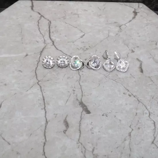 Bundle of 3 Sterling Silver CZ Earrings