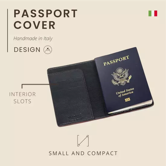 Italian Leather Passport Cover for Men and Women, Handmade in Italy, Black