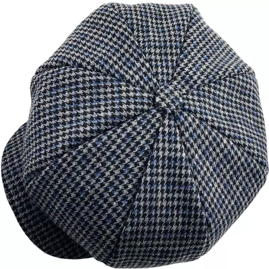 Men's Newsboy Button Top Ascot Ivy Cabbie Hat Gatsby Cap Plaid PU Leather