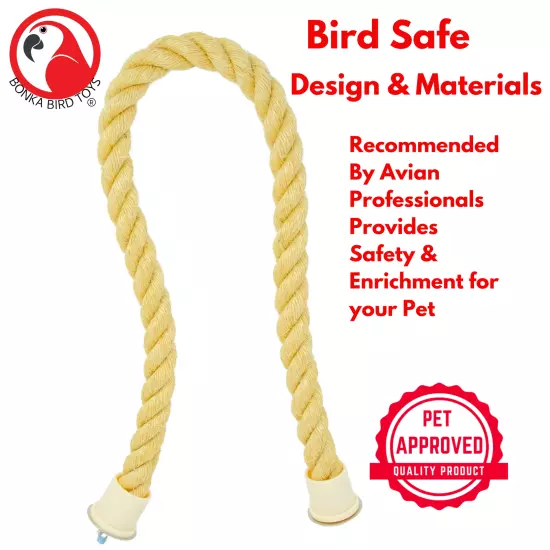 Bonka Bird Toys 2672 Large Sisal Rope Perch Versatile Natural Talon Friendly Pet