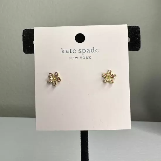 Kate Spade Gleaming Garden Delicate Flower Stud Earrings Light Peach Gold Tone