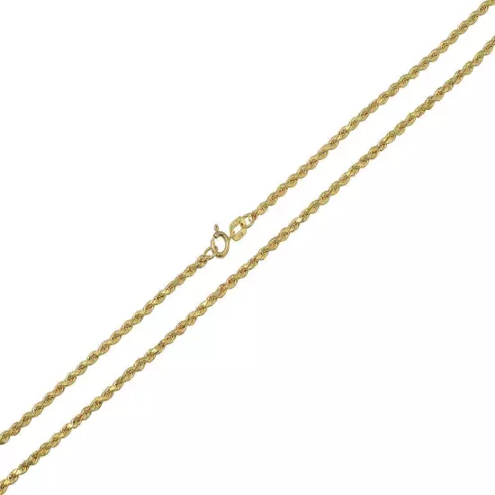 Real 10K Yellow Gold 2mm-7mm D/Cut Rope Chain Pendant Necklace 7"- 30" Hollow