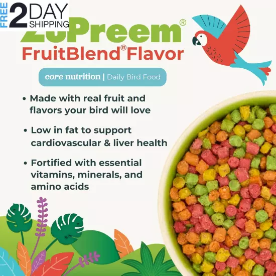 Fruitblend Flavor Pellets Bird Food for Very Small Birds, 2 Lb - Daily Blend 