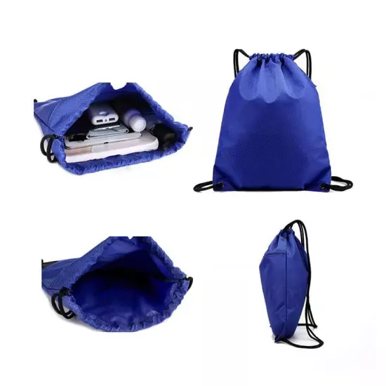 Drawstring Backpack Bag, Waterproof Draw String Back Sack with Zipper Purple