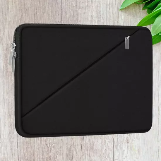 Laptop Sleeve 13.3" Soft Slim with Double Zipper and front zip pocket Black