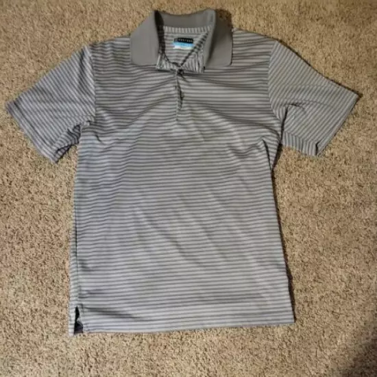 PGA Tour Men's Golf Shirt Airflux Size Medium Grey Stripes