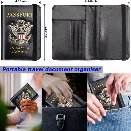 Passport Holder Wallet Cover Case for Men Women Family, Metal US Badge Passport 