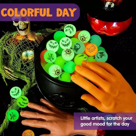 JOYIN 72 PCS Halloween Bouncy Balls, Glow in The Dark Bouncing Balls... 