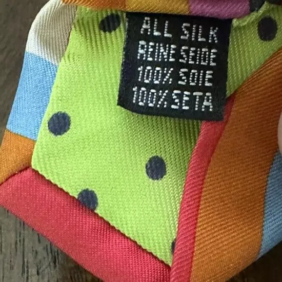 Gene Meyer 100% Silk Colorful Necktie Exclusive Edition Design No. 90 Stripe Dot