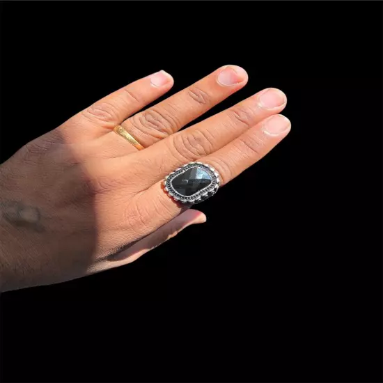 turkish black zircon 925 silver ring