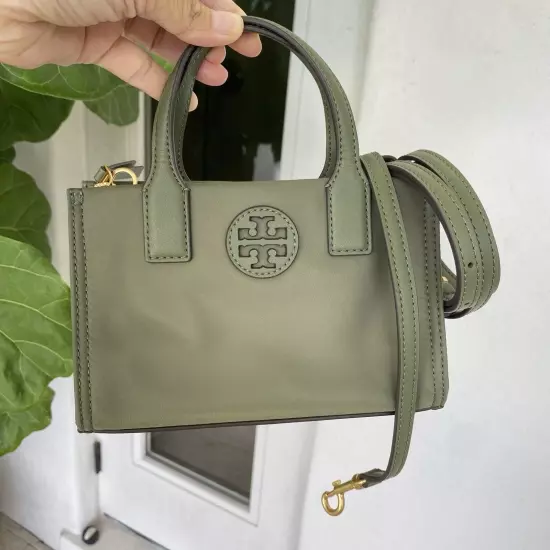 NWT Tory Burch Ella Nylon Mini Tote Crossbody Bag 146437 IN Palm Leaf