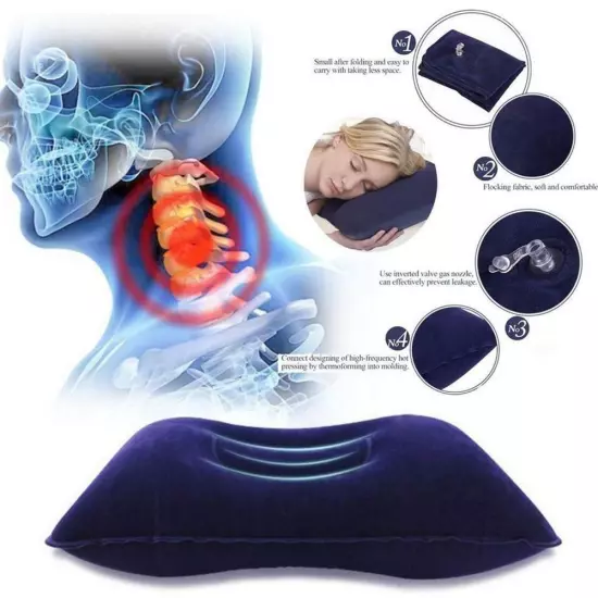 Double Sided Inflatable Pillow Soft Sleep Mat Collapsible Cushion Camping Travel