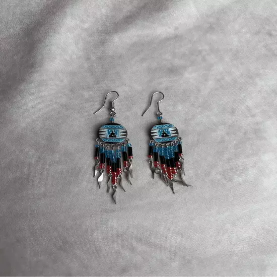 Vintage Turquoise and Silver Tone Earrings Native American