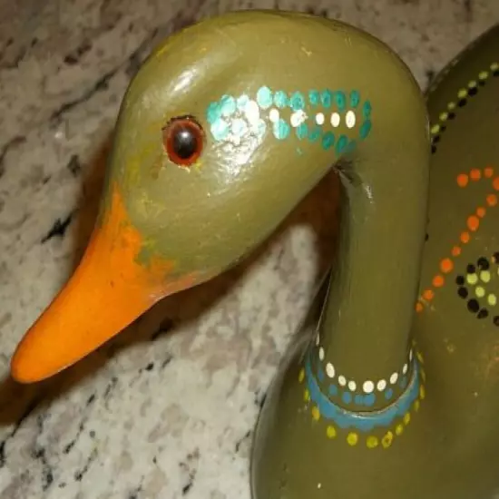 Vintage 70's 15" Wooden Hand Painted & Carved Artist Duck Decoy