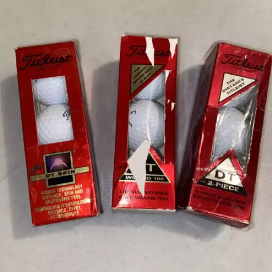 NEW Lot Titleist DT Wound 100 DT Spin DT 2 Piece Golf Balls 3 Sleeves / 9