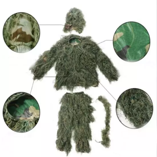 MILITARY GHILLIE SUITS WOODLAND DESERT CAMO CLOTHING TACTICAL HUNTING GEAR SET