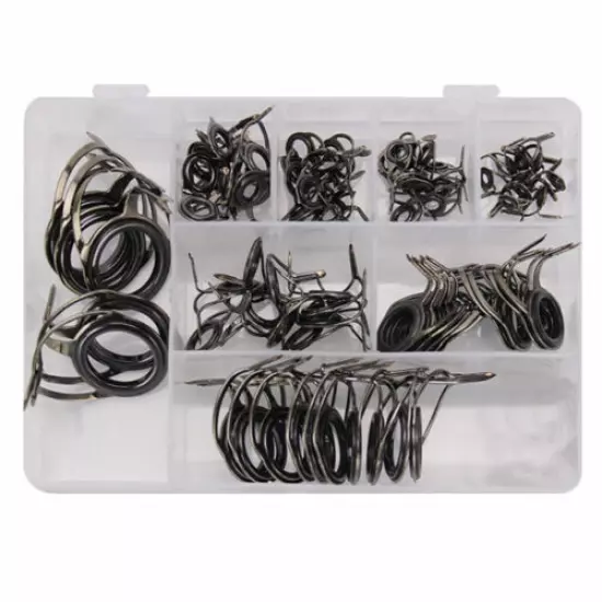 85PCS Fishing Ceramic Rod Guide Line Kit Double Feet Rings Repair Eyes 8 Sizes