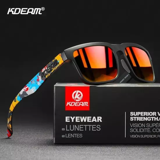 KDEAM Square Polarized Sunglasses Men Sports Outdoor Travel Glasses Women UV400