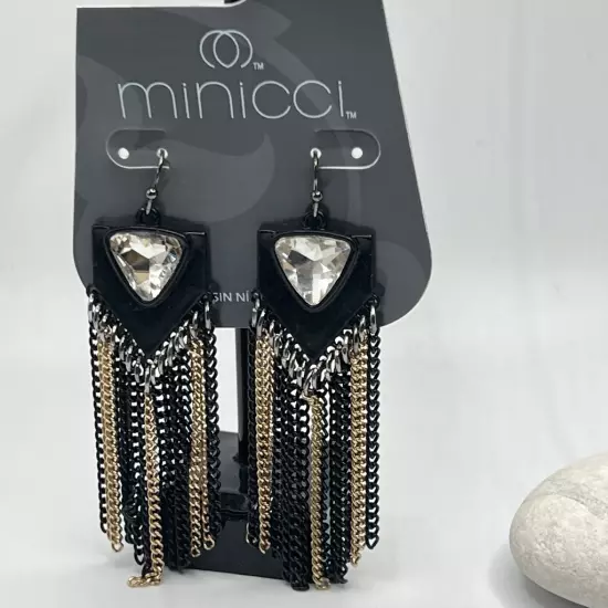 Minicci Black Gold Retro 80's Vibe Dangle Earrings $16ea / 3 for $25