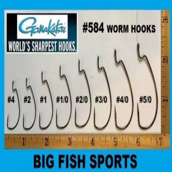 GAMAKATSU #584 OFFSET SHANK WORM EWG- 100 HOOKS! 58408-100 NEW! SIZE 4