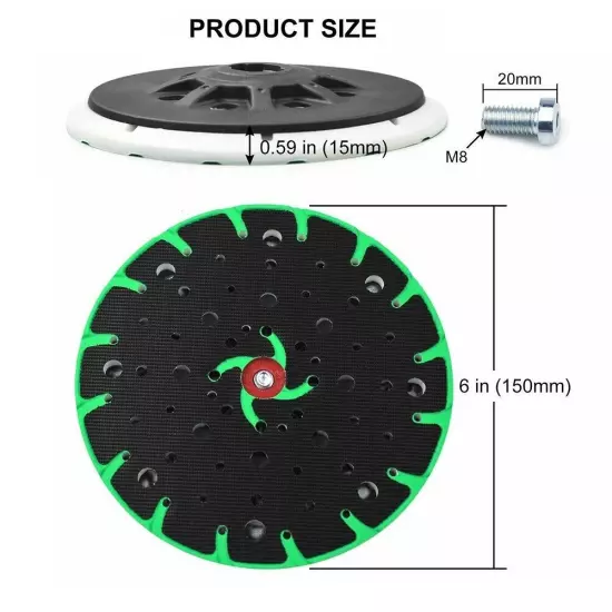 48-Hole Dust-free Sanding Pad Accessories 150MM 6 For-Festool M8 ETS 150/3 EQ