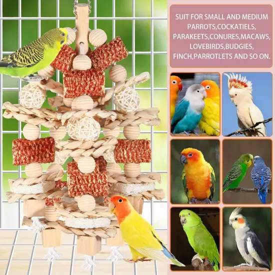 Bird Toys, Parrot Toys for Large Birds,Natural Corn cob and Loofah Natural 