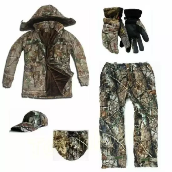 Mens Winter Bionic Camouflage Thicken Hunting Clothes Tactical Waterproof Suits