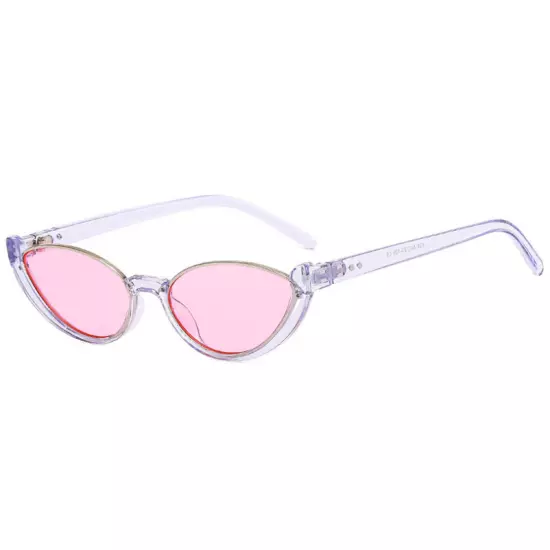 Hot Women Cat Eye Half Frame Sunglasses Purple Frame Pink Lens Shade Glasses 