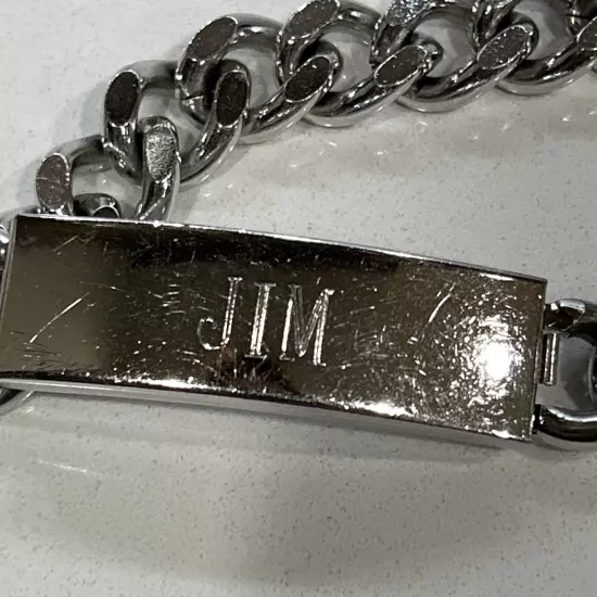 Vintage Men’s Speidel Rhodium Electroplated JIM Identification ID Bracelet