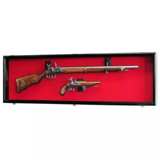 Gun Display Case Cabinet Rifle Solid Wood Musket Shotgun Frame Shadow Box 54" L