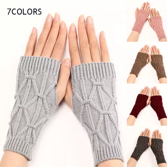 1Pair Fingerless Arm Warm Winter Knitted Gloves Hand Long Warmer Mittens Unisex