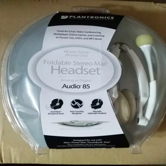 Plantronics Foldable Stereo Mac Headset Audio 85. (Analog Or Digital) - White