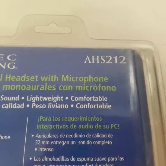  Altec Lansing Monaural Headset Microphone AHS212 32mm 3.5 mm plugs OPENED