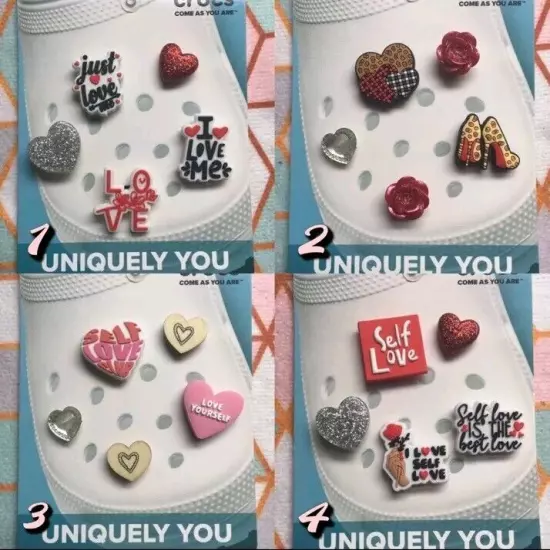 Crocs Handmade jibbitz 5pc Valentines Day Self Love Heart shoe charms Set 12