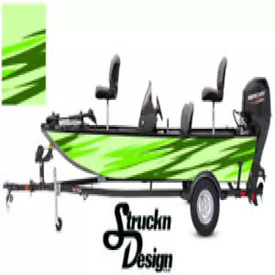 USA Lime Green Fish Pontoon Wrap Fishing Abstract Graphic Bass Boat Decal Vinyl