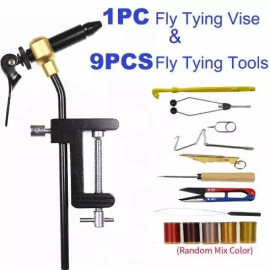 Rotary Fly Tying Vise Tools Brass C-clamp Rotating Hook Tool Steel Whip Finisher