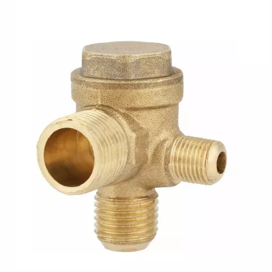 3 Port Brass Male Threaded Check Valve Connector Tool For Air Compressor Prevent